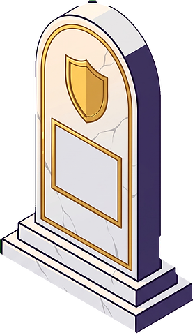 A marble tombstone from the game, drawn in isometric perspective